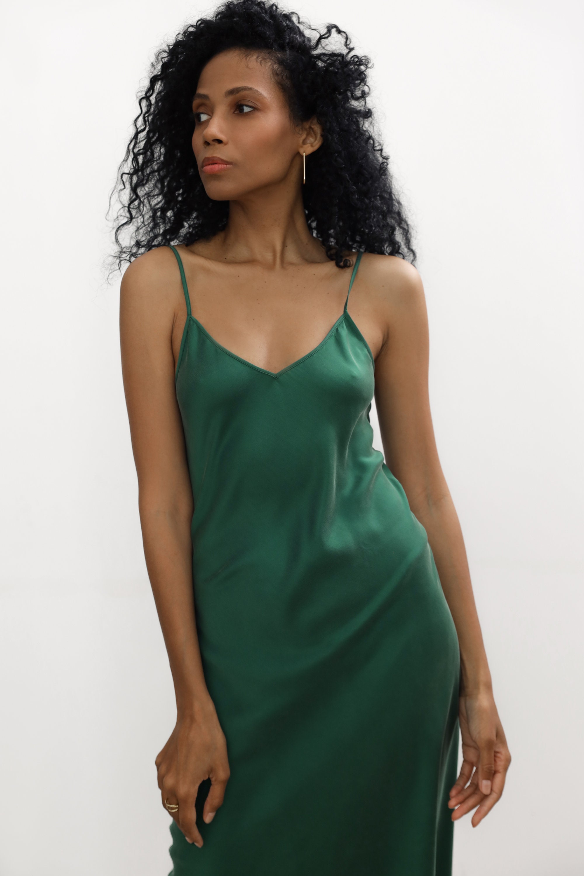 Emerald Green Silk Slip Dress Bias Cut Sandwashed Silk Dress | Etsy India