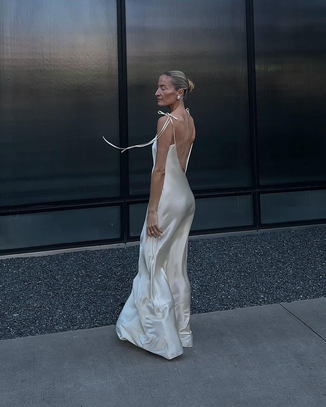 backless goddess dress - Etsy Size:DD The garment is to Web Collection: Satin Dresses High Neck Halter Backless