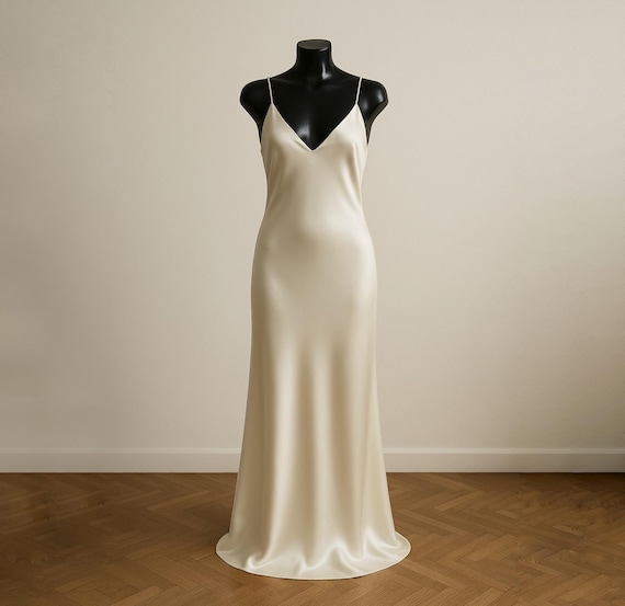 Cream Low Back Maxi Silk Slip Bias Cut Dress - Pure 100% Silk Charmeuse -  Etsy