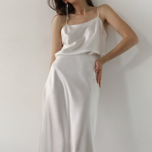 White silk camisole top Ivory silk satin top White silk tank top Sleeveless blouse Silk basics Silk clothing image 4