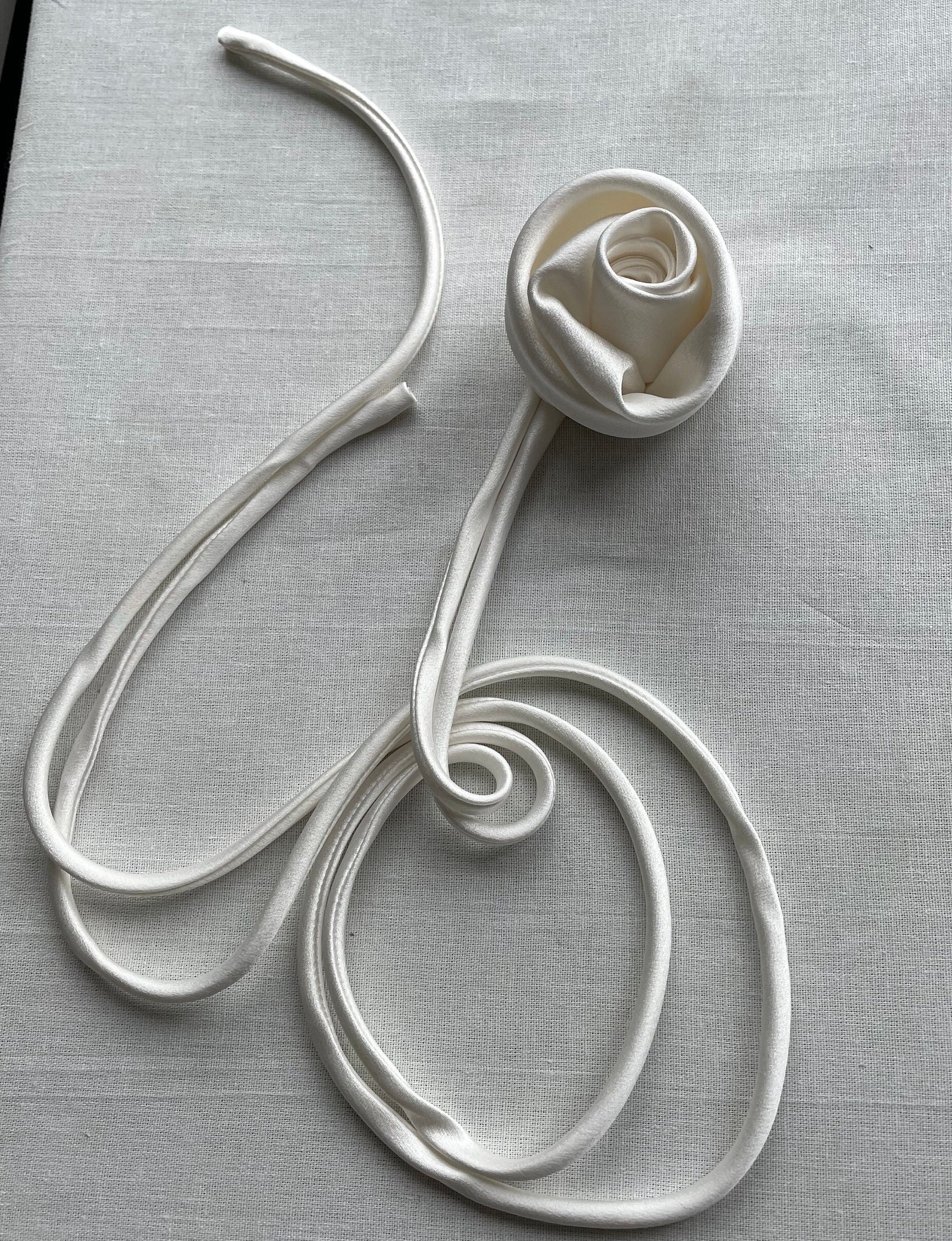100% Silk Satin Flower Choker White Necklace Rose Bridesmaid Gifts 