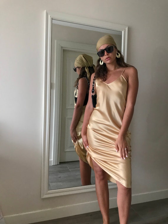 gold slip dress