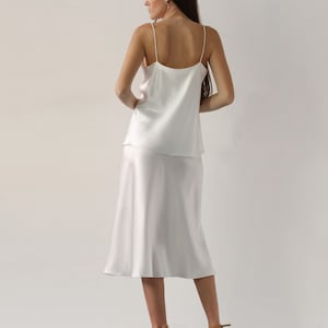 White silk camisole top Ivory silk satin top White silk tank top Sleeveless blouse Silk basics Silk clothing image 3