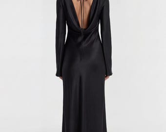chinese dress ladies Jaylen Bandage Knit Maxi Dress / Black | Meshki
