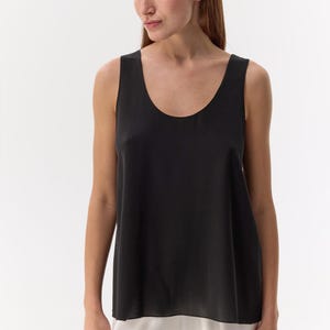 Silk twill tank top for women | Black wide straps mulberry silk sleeveless blouse, Office or Casual Wear