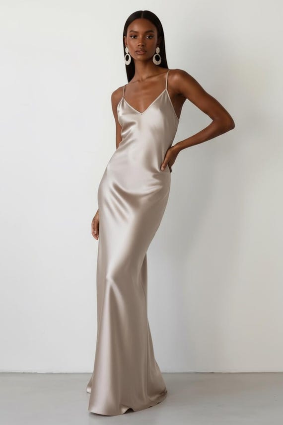 knee length dresses for ladies Bias Maxi Dress, Beige Snakeskin / Xs by SPRWMN main image 0
