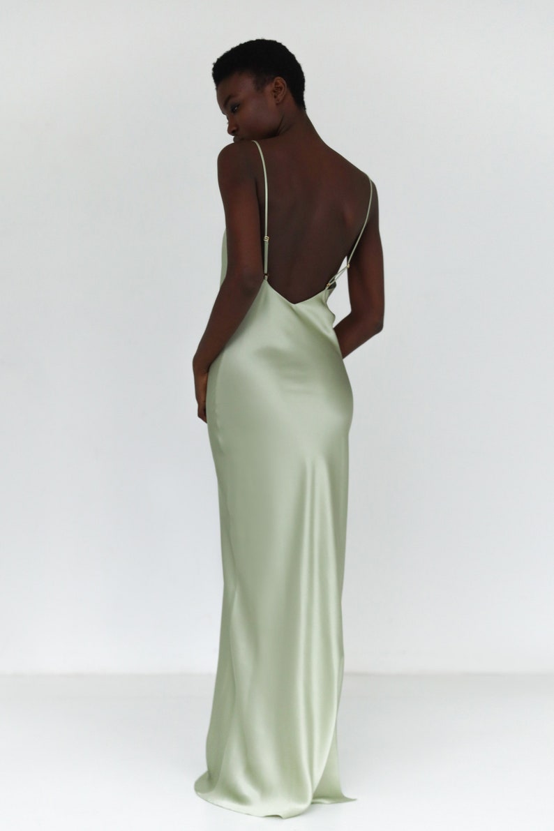 Sage Green Bridesmaid Dress Green Silk Slip Dress Sage Green Etsy
