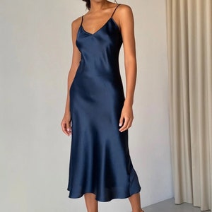 Shiny 100% mulberry silk slip dress for women Sheryl