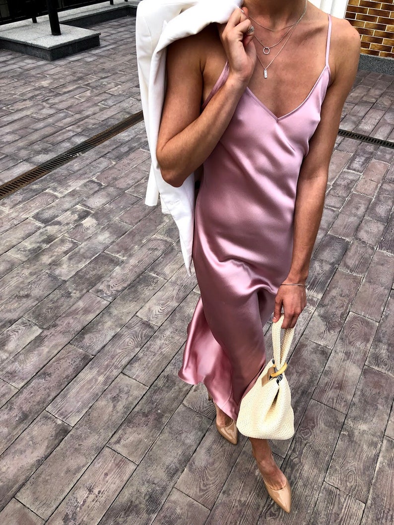 v-neck silk slip midi dress  prom dress    cg13162 main image 1