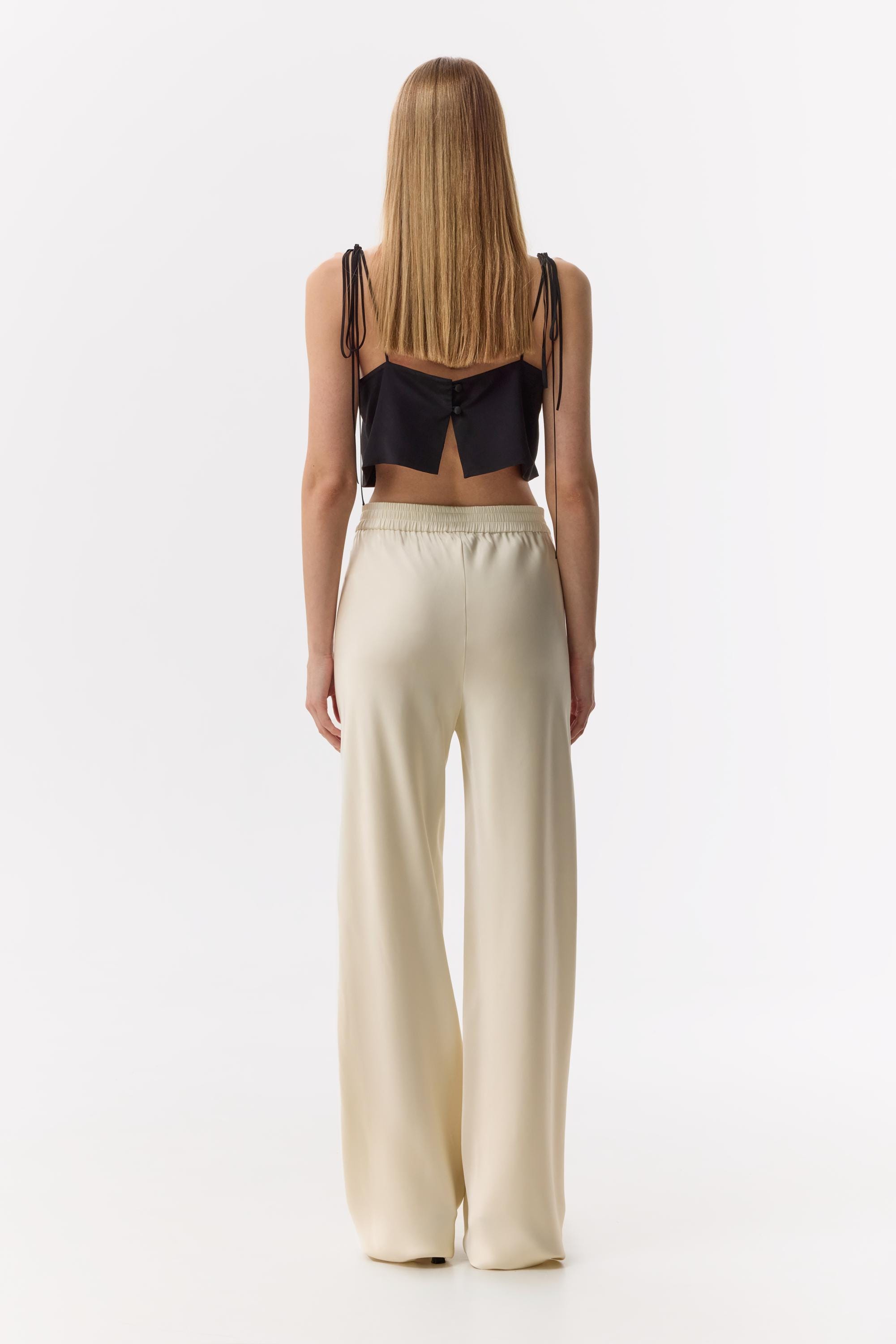 Bias Silk Pants, Straight Satin Trousers - 100% mulberry silk, 22 