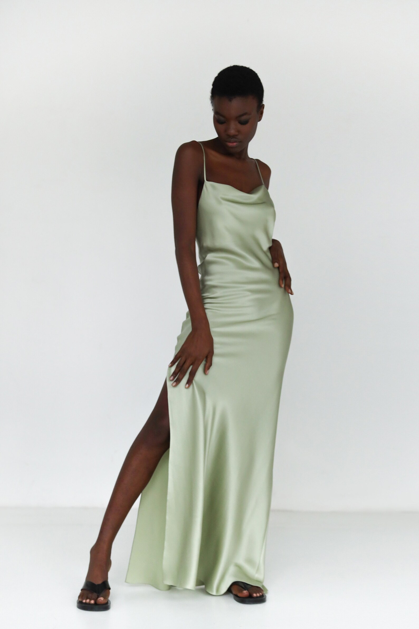 Sage Green Bridesmaid Dress Green Silk Slip Dress Sage Green Etsy