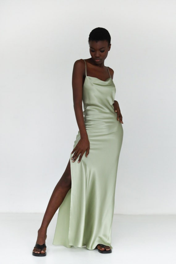 Sage Green Bridesmaid Dress Green Silk ...