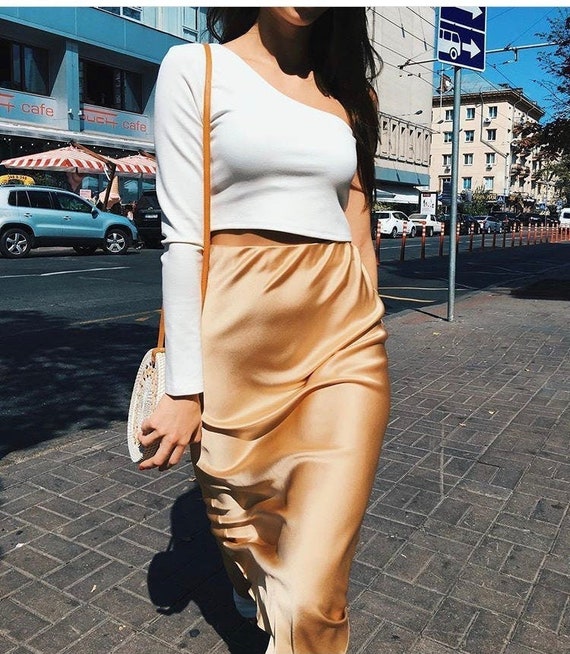 gold slip skirt