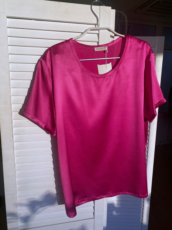 ophouden het laatste hulp in de huishouding KLEUREN Vrouwen zijden t-shirt in magenta stretch zijde Hot - Etsy Nederland