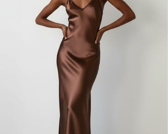 linger bias cut dress brown VISIONS LACE DEEP V MAXI DRESS | CHOCOLATE POLKA DOT | THIRD FORM | Women's  Australian Fashion  THIRD FORM