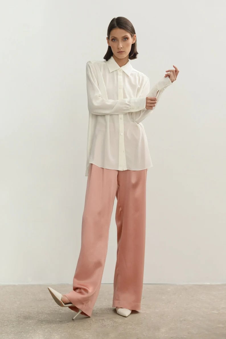 Silk straight pants Louis Vuitton Beige size 40 FR in Silk - 16176250
