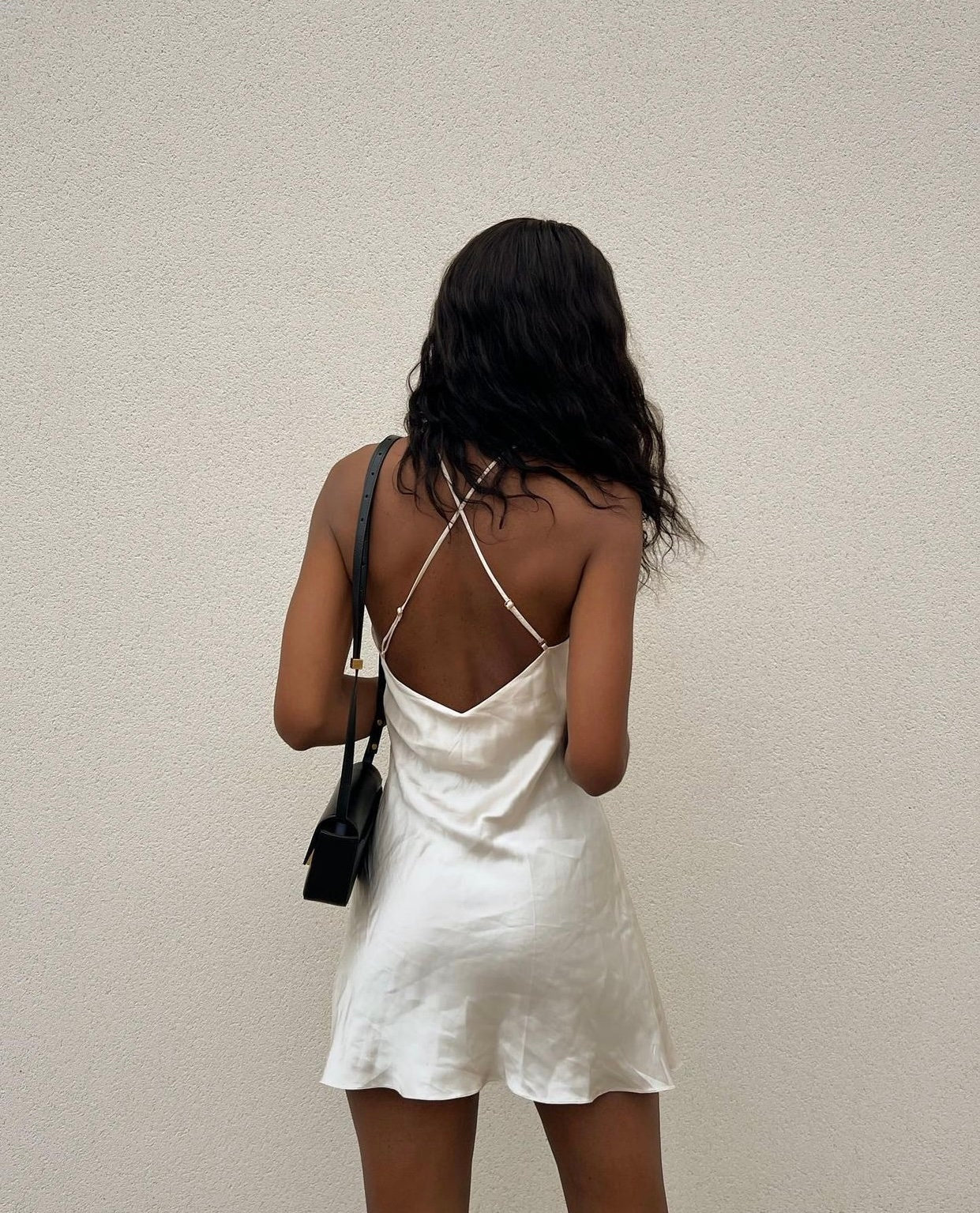 silk white short dress