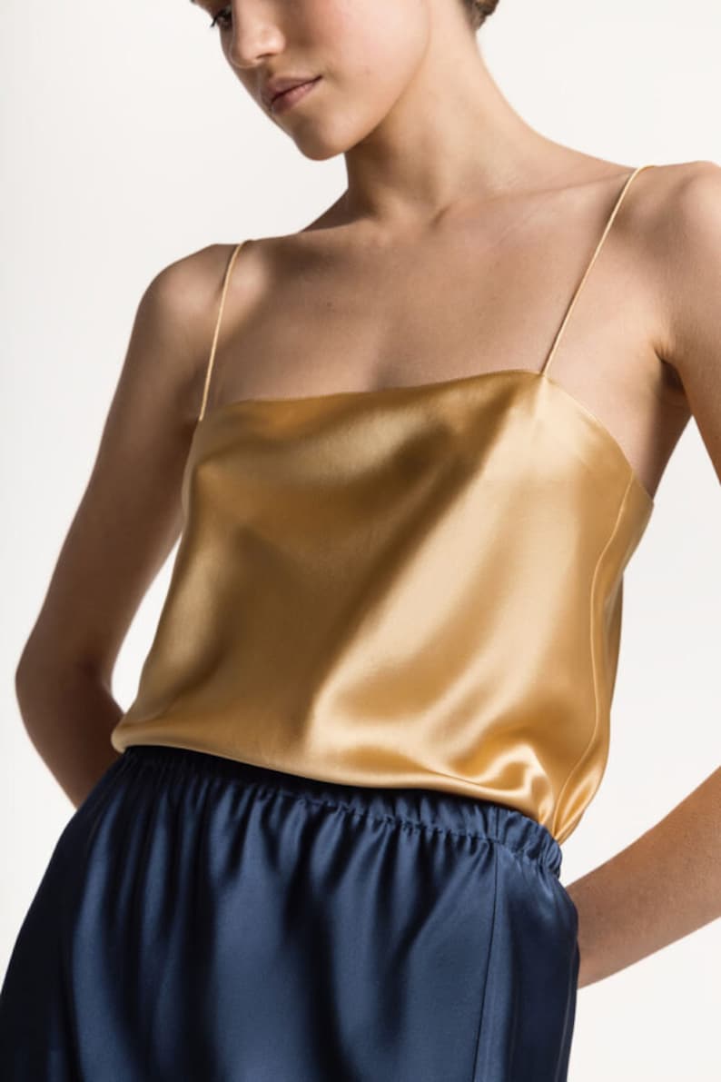 100% Silk Camisole Satin Cami Top Bias Cut Top in Colors Silk Clothing ...