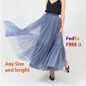 Saia de tule com babados/saia em camadas/saia de tule agitada para dama de honra/saia de casamento