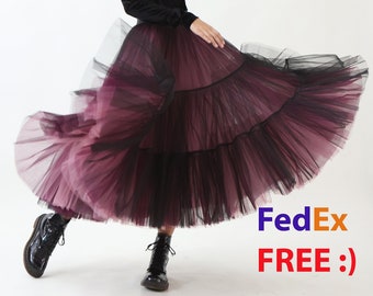 Ruffled Tulle Skirt / Tiered Skirt / Bridesmaid Bustle Tulle Skirt / Fluffy Skirt