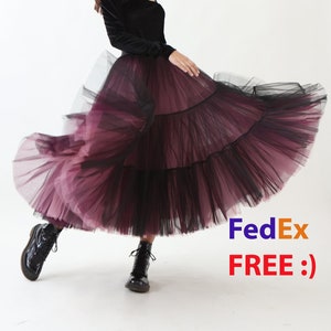 Ruffled Tulle Skirt / Tiered Skirt / Bridesmaid Bustle Tulle Skirt / Fluffy Skirt