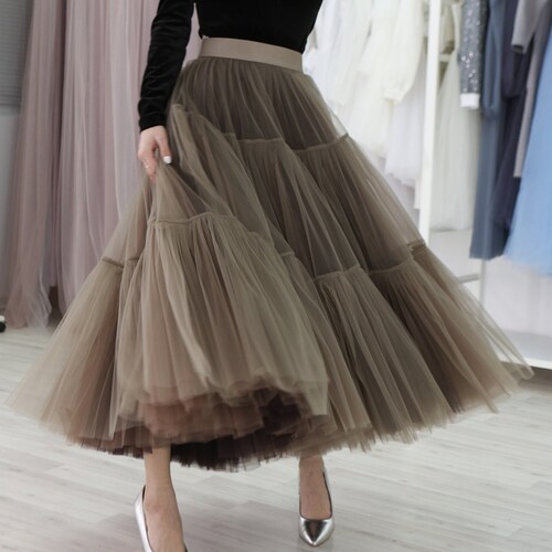 Ruffled Tulle Skirt / Tiered Skirt / Bridesmaid Bustle Tulle Etsy