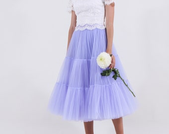 Ruffled Tulle Skirt / Tiered Skirt / Bridesmaid Bustle Tulle Skirt / Fluffy Skirt