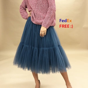 Ruffled Tulle Skirt / Tiered Skirt / Bridesmaid Bustle Tulle Skirt / Fluffy Skirt