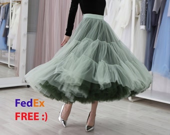 Ruffled Tulle Skirt / Tiered Skirt / Bridesmaid Bustle Tulle Skirt / Fluffy Skirt