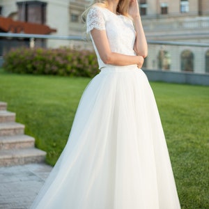 Tulle &quot;Sun-Shaped&quot; Skirt / Floor Skirt / Soft Long Tulle Skirt / Wedding Bridesmaid Tulle Skirt / Wedding Dress Tulle Skirt for Photo Shoot