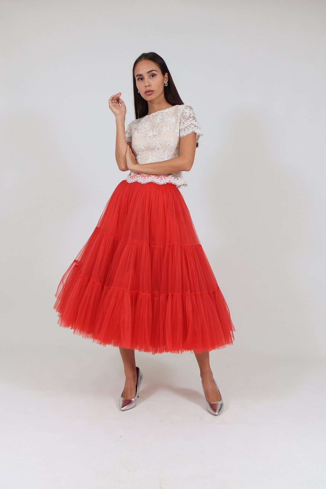 Ruffled Tulle Skirt / Tiered Skirt / Bridesmaid Bustle Tulle Skirt