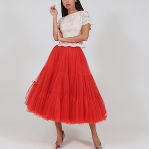 Ruffled Tulle Skirt / Tiered Skirt / Bridesmaid Bustle Tulle Skirt / Fluffy Skirt