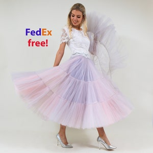 Ruffled Tulle Skirt / Tiered Skirt / Bridesmaid Bustle Tulle Skirt / Fluffy Skirt