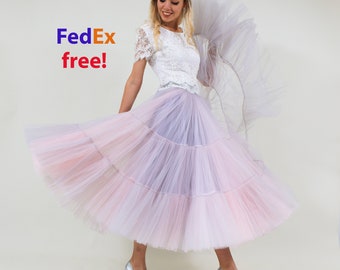 Ruffled Tulle Skirt / Tiered Skirt / Bridesmaid Bustle Tulle Skirt / Fluffy Skirt