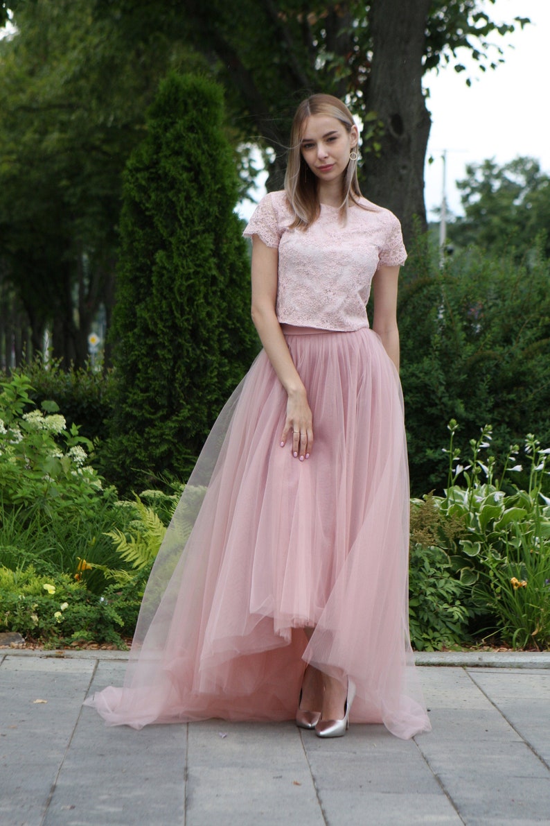 Tulle Sun-Shaped Skirt with a train / Circle Skirt / Floor Skirt / Bridesmaid Skirt / Wedding Tulle Skirt for Photo Shoot image 1