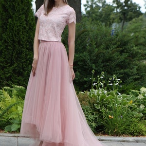 Tulle Sun-Shaped Skirt with a train / Circle Skirt / Floor Skirt / Bridesmaid Skirt / Wedding Tulle Skirt for Photo Shoot image 5