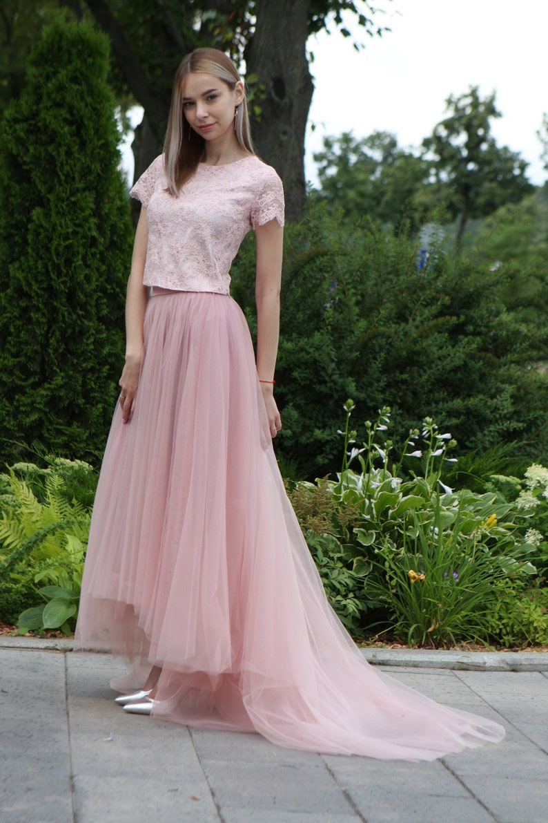 Tulle Sun-Shaped Skirt with a train / Circle Skirt / Floor Skirt / Bridesmaid Skirt / Wedding Tulle Skirt for Photo Shoot image 5