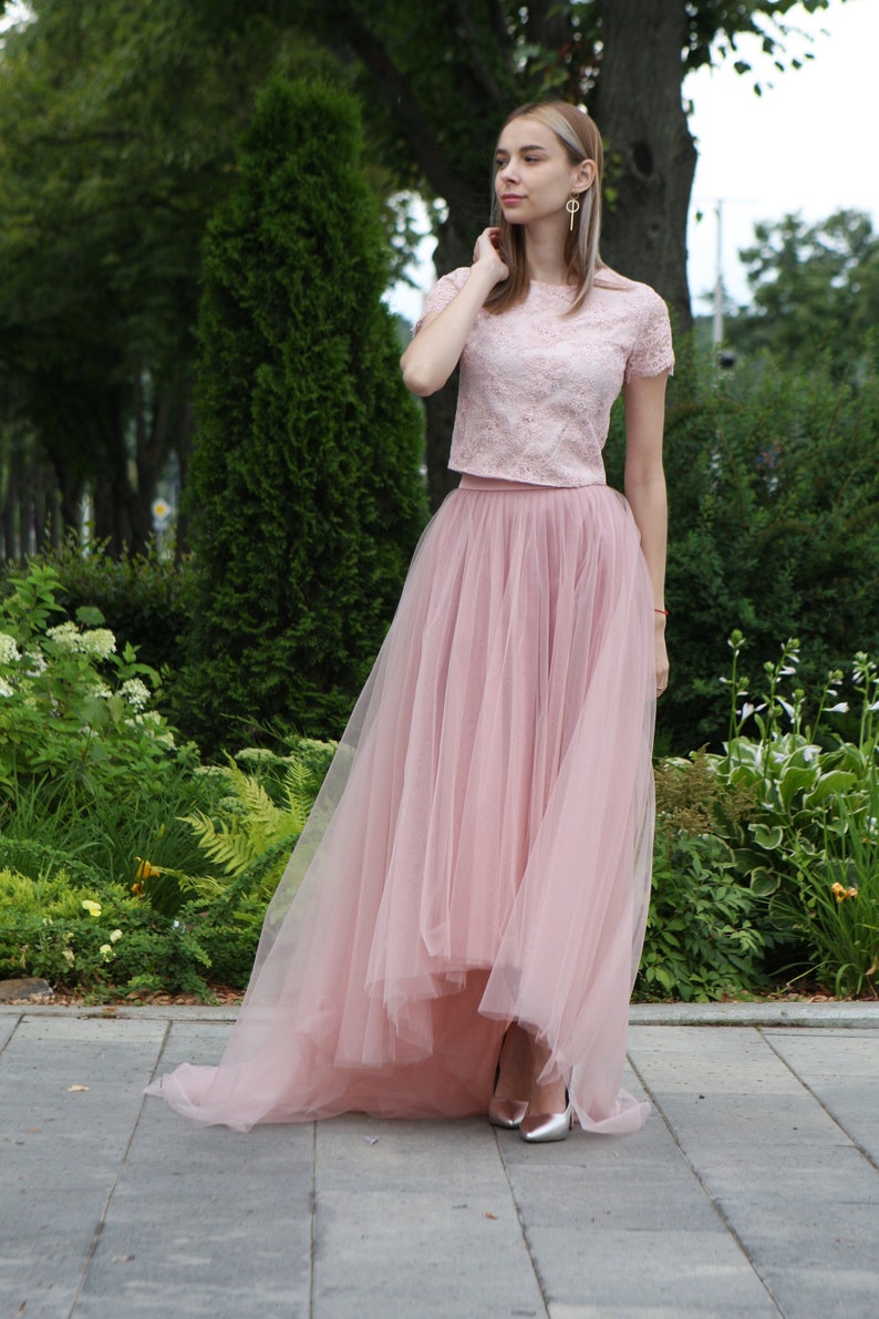 Tulle Sun-Shaped Skirt with a train / Circle Skirt / Floor Skirt / Bridesmaid Skirt / Wedding Tulle Skirt for Photo Shoot image 4