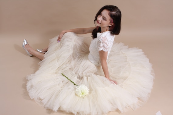 Tiered ruffle top tulle skirt