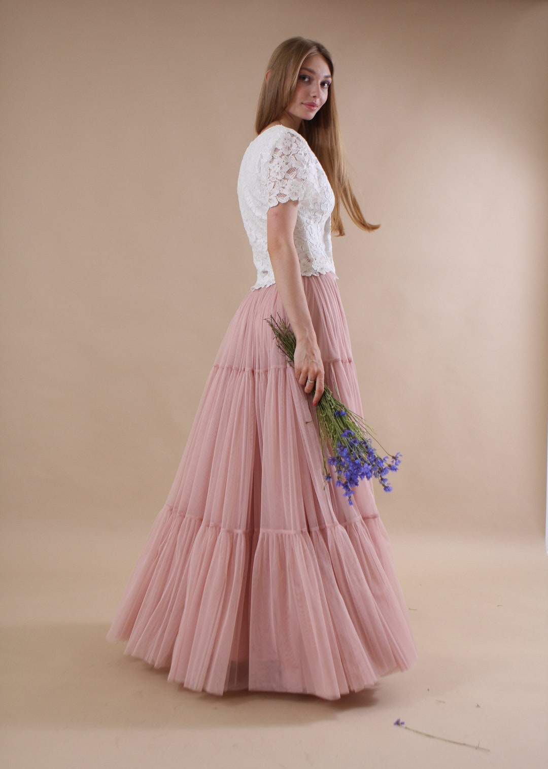 ruched tulle skirt