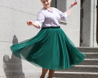 Tulle Sun-Shaped Skirt / Non-Fluffy Skirt / Soft Long Tulle Skirt / Wedding Bridesmaid Tulle Skirt
