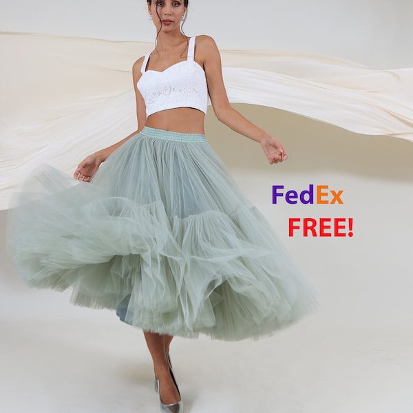 Ruffled Tulle Skirt / Tiered Skirt / Bridesmaid Bustle Tulle Skirt / Fluffy Skirt