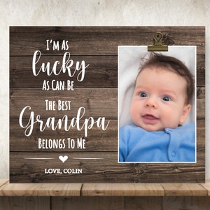 Gift for Grandpa, Father&#39;s Day Gift for Grandpa, Personalized Picture Frame, Grandpa Picture Frame, I&#39;m as Lucky as Can Be, Special Grandpa