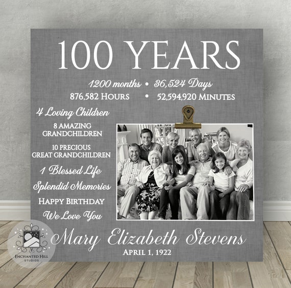 100th Birthday Gift Gift for 100th Birthday 100 Years Etsy