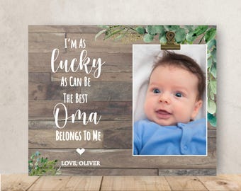 Gift for Oma, Mother's Day Gift for Oma, Personalized Picture Frame, Grandma Picture Frame, I'm as Lucky as Can Be, Special Grandma