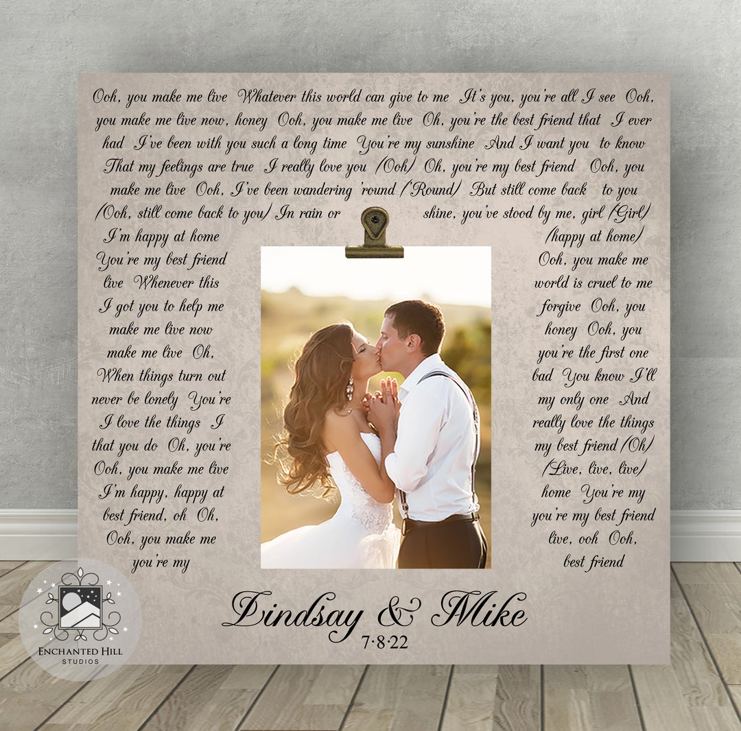 Wedding Song Picture Frame Anniversary Gift Wedding Lyrics Etsy