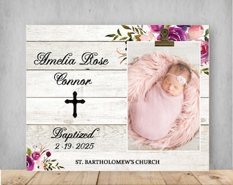 Personalized Baptism Picture Frame, Godchild Gift, Wood Plaque