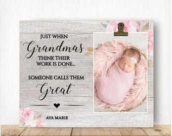 Personalized Great Grandma Photo Frame, Wood Picture Frame Gift