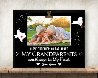 Gift for Grandparents, Christmas Gift for Grandparents, Grandparent Gift, Personalized Picture Frame,Close Together or Far Apart,Grandparent