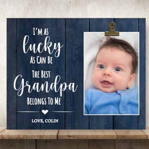 Gift for Grandpa, Father&#39;s Day Gift for Grandpa, Personalized Picture Frame, Grandpa Picture Frame, I&#39;m as Lucky as Can Be, Special Grandpa